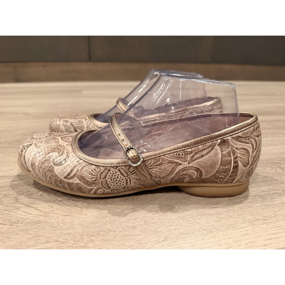 GA2 BeautiFeel Brown Leather Embroidered Mary janes Flats Women's 39 (8-8.5 US) - Picture 4 of 9